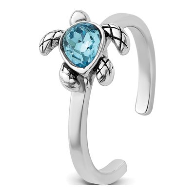 Sterling Silver Crystal Turtle Ring – view 6