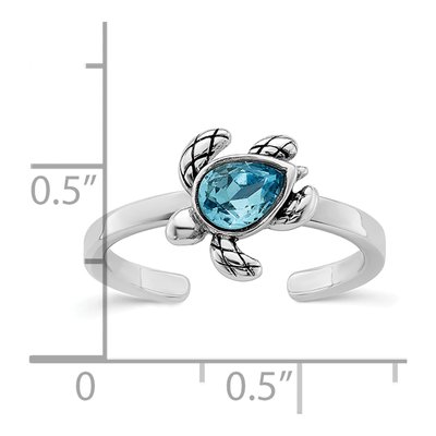 Sterling Silver Crystal Turtle Ring – view 7