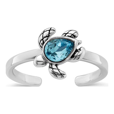 Sterling Silver Crystal Turtle Ring