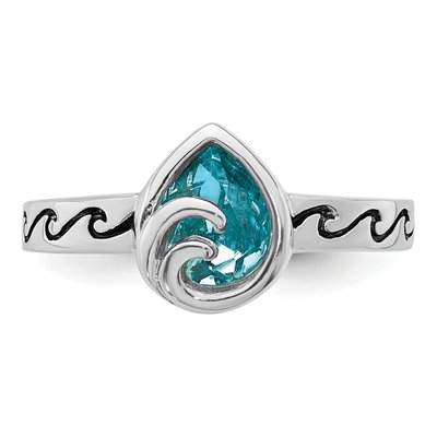 Sterling Silver Crystal Double Wave Ring – view 4