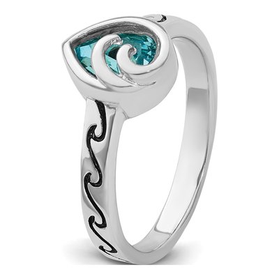 Sterling Silver Crystal Double Wave Ring – view 6
