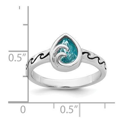 Sterling Silver Crystal Double Wave Ring – view 7