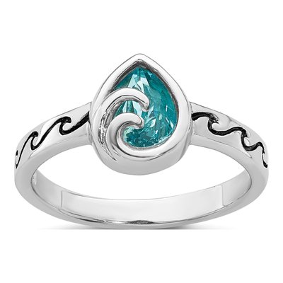 Sterling Silver Crystal Double Wave Ring