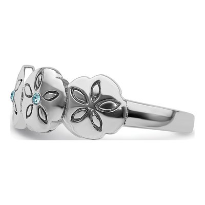 Sterling Silver Crystal Sand Dollar Ring – view 3