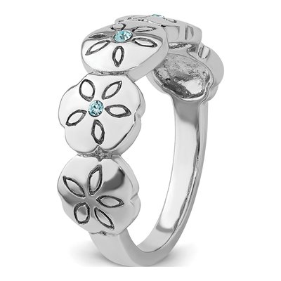 Sterling Silver Crystal Sand Dollar Ring – view 6