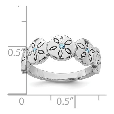 Sterling Silver Crystal Sand Dollar Ring – view 7
