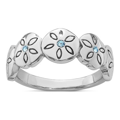 Sterling Silver Crystal Sand Dollar Ring