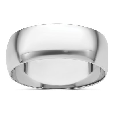 Platinum 8mm Half Round Featherweight Wedding Band