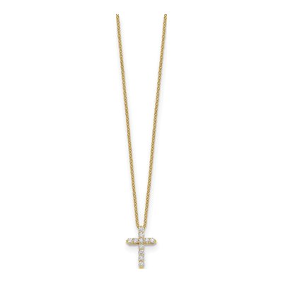 10K Yellow Gold 1/4 ct tw Diamond Cross Pendant Necklace – view 2