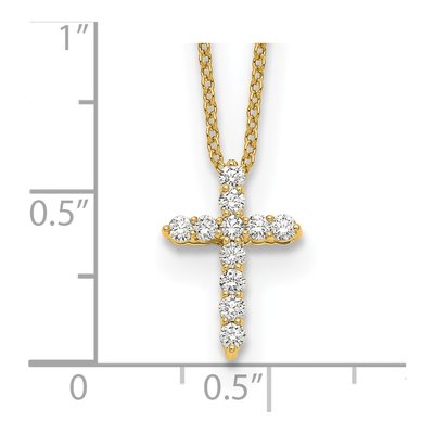 10K Yellow Gold 1/4 ct tw Diamond Cross Pendant Necklace – view 3
