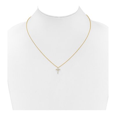 10K Yellow Gold 1/4 ct tw Diamond Cross Pendant Necklace – view 4