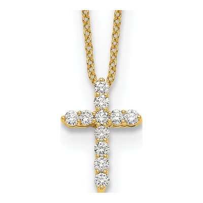 10K Yellow Gold 1/4 ct tw Diamond Cross Pendant Necklace