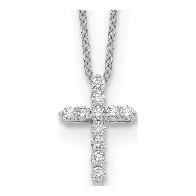 14K White Gold 1/4 ct tw Diamond Cross Pendant Necklace