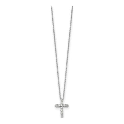 10K White Gold 1/3 ct tw Diamond Cross Pendant Necklace – view 2