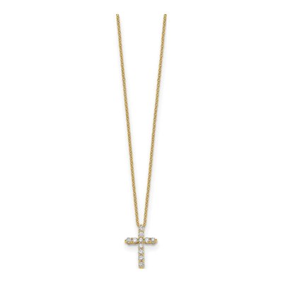 10K Yellow Gold 1/3 ct tw Diamond Cross Pendant Necklace – view 2