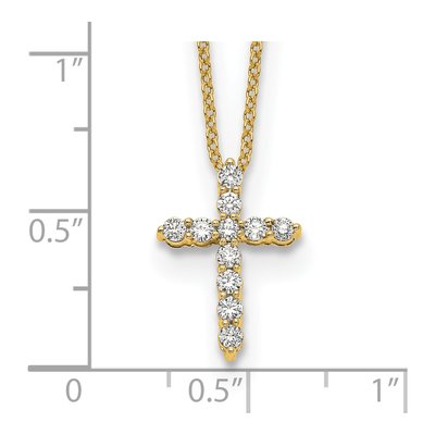10K Yellow Gold 1/3 ct tw Diamond Cross Pendant Necklace – view 3