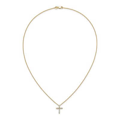 10K Yellow Gold 1/3 ct tw Diamond Cross Pendant Necklace – view 5