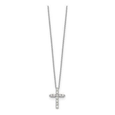 10K White Gold 1/2 ct tw Diamond Cross Pendant Necklace – view 3
