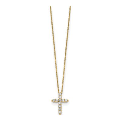 10K Yellow Gold 1/2 ct tw Diamond Cross Pendant Necklace – view 2