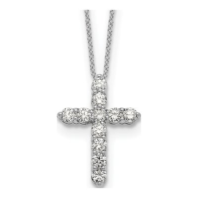 14K White Gold 1 ct tw Diamond Cross Pendant Necklace