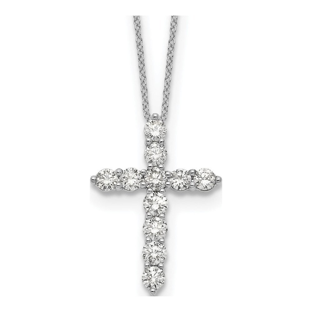 True Origin 14K White Gold 1 1/2 Carat Lab Grown Diamond Vs+ F+ Complete 18 Inch Cross Necklace with Lobster Clasp