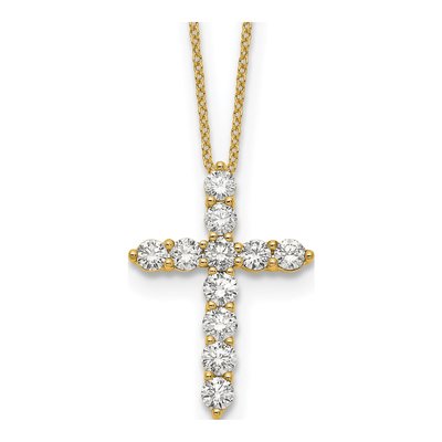 14K Yellow Gold 1.5 ct tw Diamond Cross Pendant Necklace