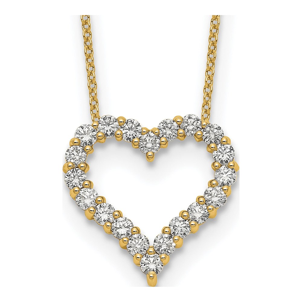 14K Yellow Gold 1 ct tw Diamond Heart Pendant Necklace
