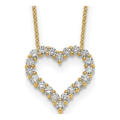 14K Yellow Gold 1 ct tw Diamond Heart Pendant Necklace