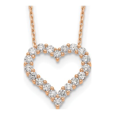 14K Rose Gold 1 1/2 ct tw Lab-Grown Diamond Open Heart Necklace