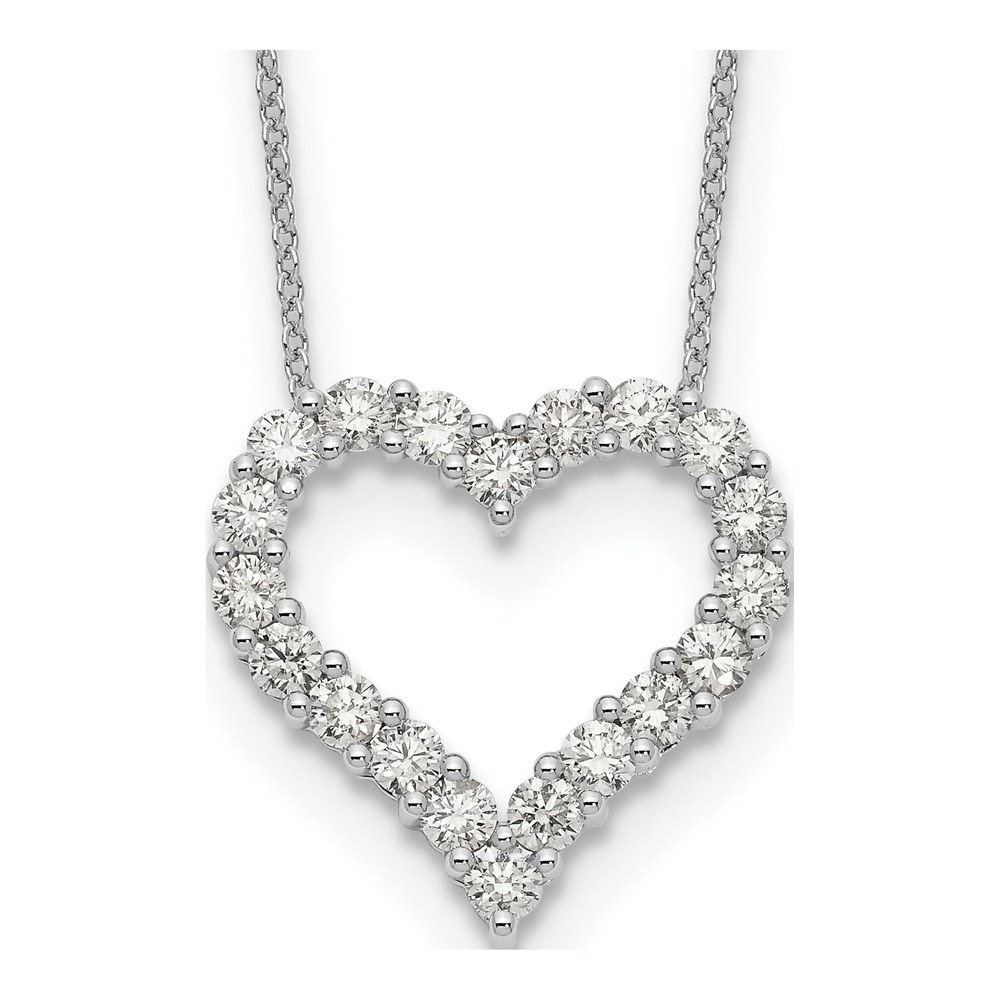 14K White Gold 1.5 ct tw Diamond Heart Pendant Necklace