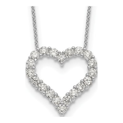 14K White Gold 1.5 ct tw Diamond Heart Pendant Necklace