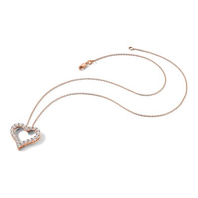 14K Rose Gold 2 ct tw Lab-Grown Diamond Heart Necklace – view 8