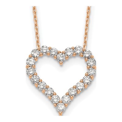14K Rose Gold 2 ct tw Lab-Grown Diamond Heart Necklace