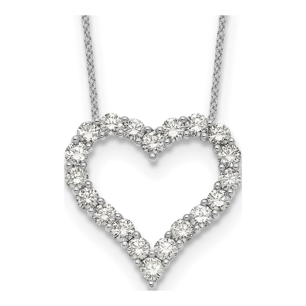 14K White Gold 2 ct tw Diamond Heart Pendant Necklace