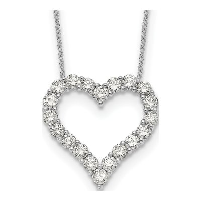 14K White Gold 2 ct tw Diamond Heart Pendant Necklace