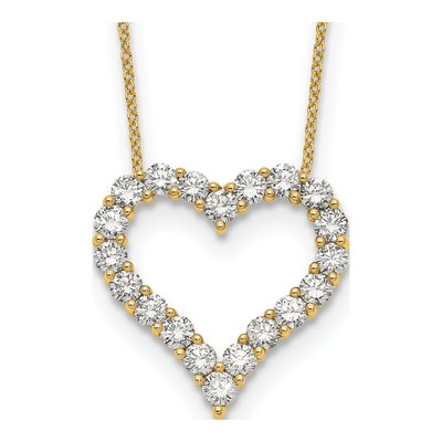 14K Yellow Gold 2 ct tw Lab-Grown Diamond Open Heart Necklace