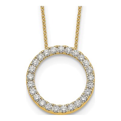 14K Yellow Gold 1 ct tw Diamond Circle Necklace