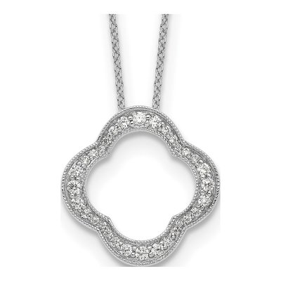 14K White Gold 3/8 ct tw Lab-Grown Diamond Quatrefoil Necklace