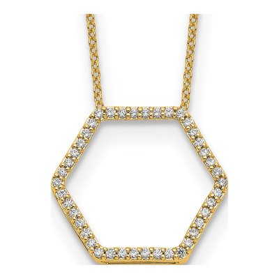 14K Yellow Gold 1/4 ct tw Lab-Grown Diamond Hexagon Necklace