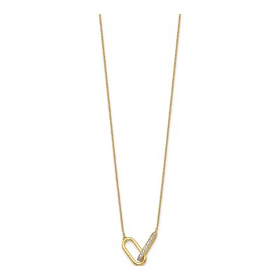 14K Yellow Gold 1/15 ct tw Diamond Paperclip Link Necklace – view 3