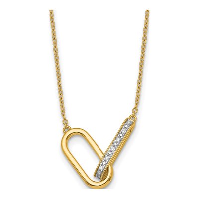 14K Yellow Gold 1/15 ct tw Diamond Paperclip Link Necklace