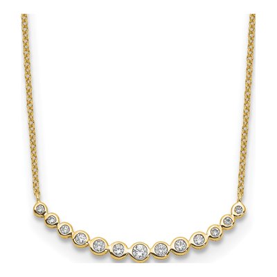 14K Yellow Gold 1/4 ct tw Lab-Grown Diamond Graduated Curved Bar Necklace