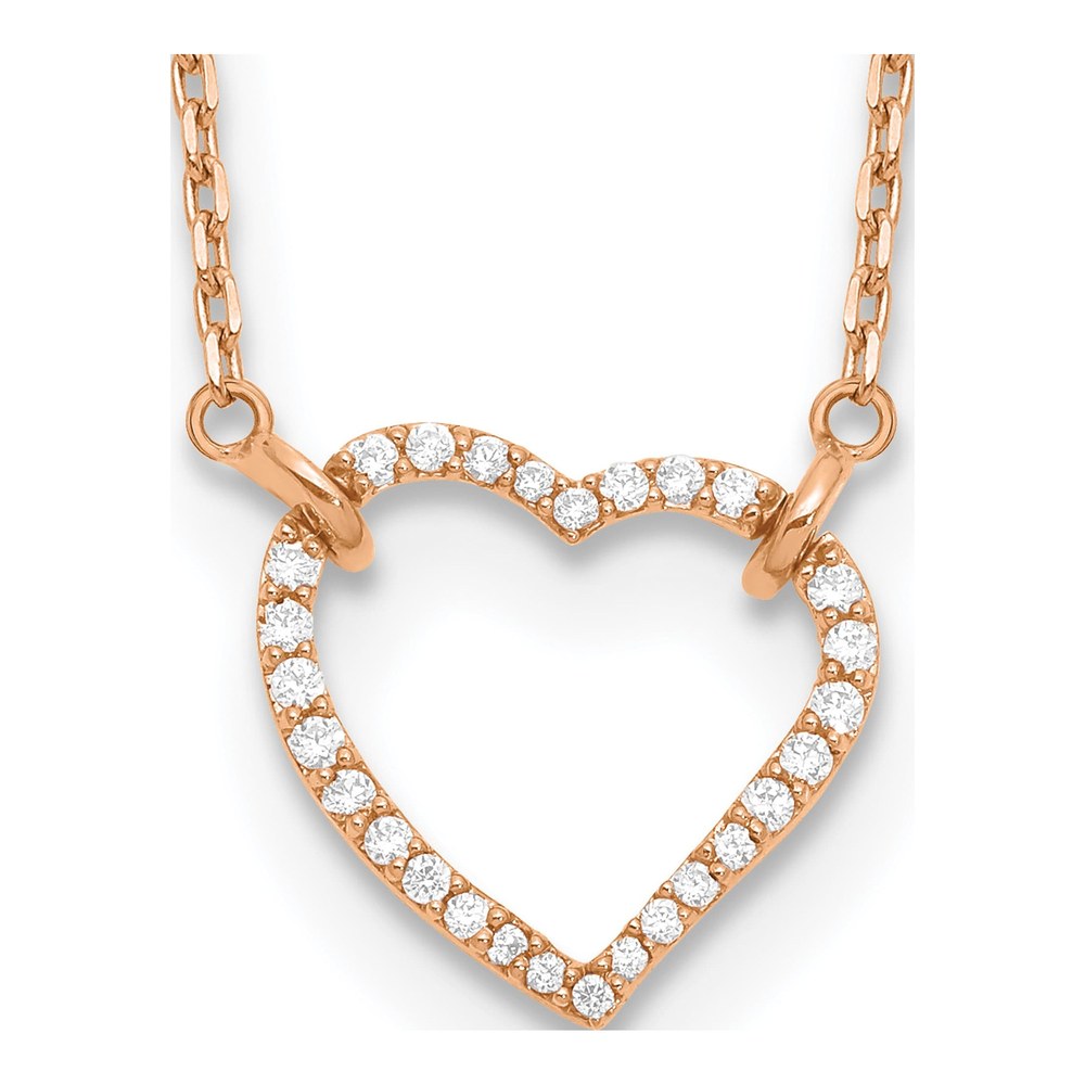 14K Rose Gold 1/5 ct tw Diamond Hearts Pendant Necklace