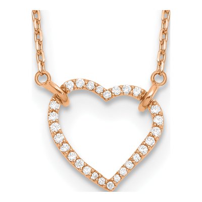 14K Rose Gold 1/5 ct tw Diamond Hearts Pendant Necklace