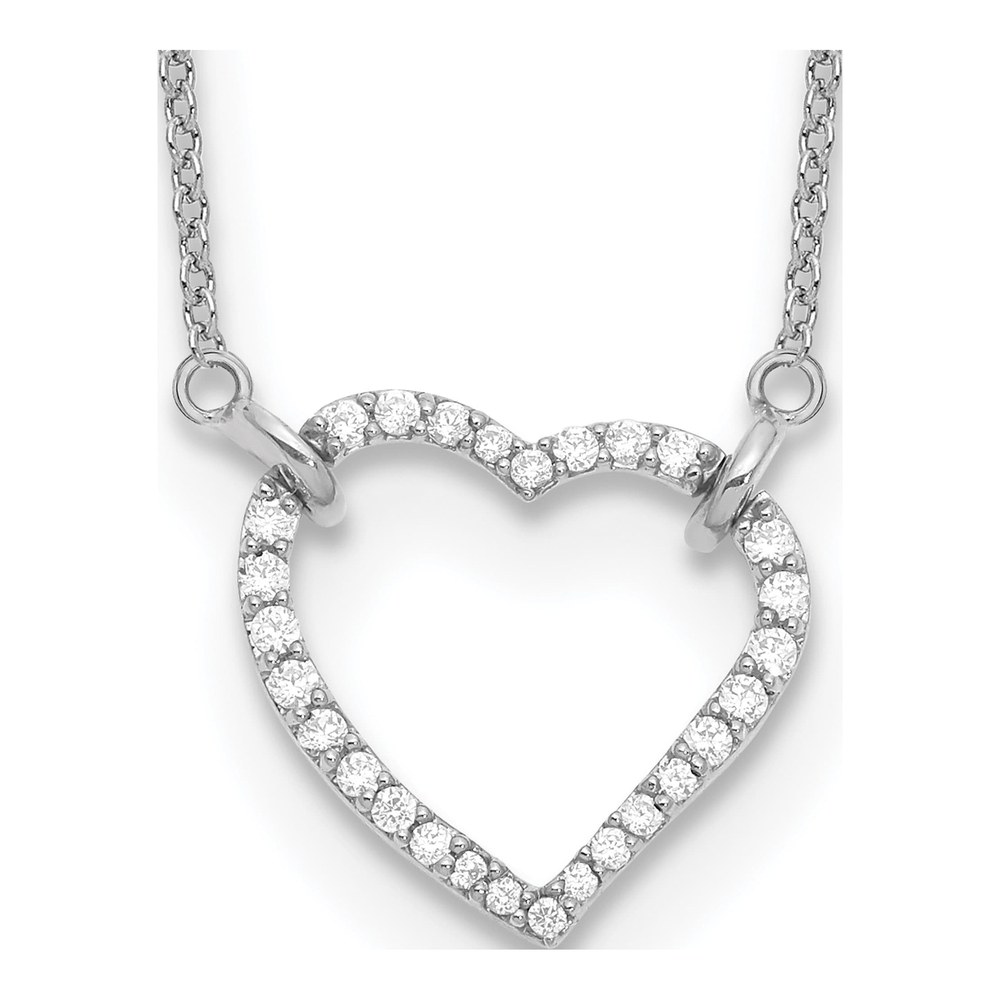 14K White Gold 1/5 ct tw Diamond Hearts Pendant Necklace