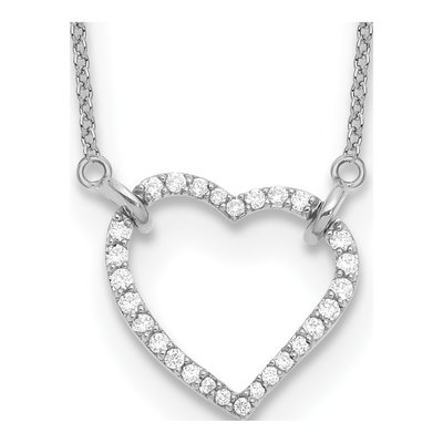 14K White Gold 1/5 ct tw Diamond Hearts Pendant Necklace