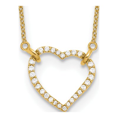 14K Yellow Gold 1/5 ct tw Diamond Heart Pendant Necklace