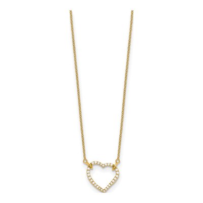 14K Yellow Gold 1/5 ct tw Lab-Grown Diamond Hearts Necklace – view 3