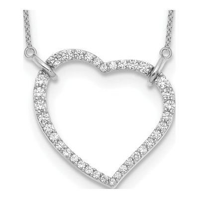 14K White Gold 3/4 ct tw Lab-Grown Diamond Open Heart Necklace