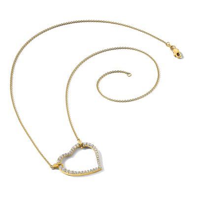 14K Yellow Gold 3/4 ct tw Diamond Open Heart Pendant Necklace – view 6